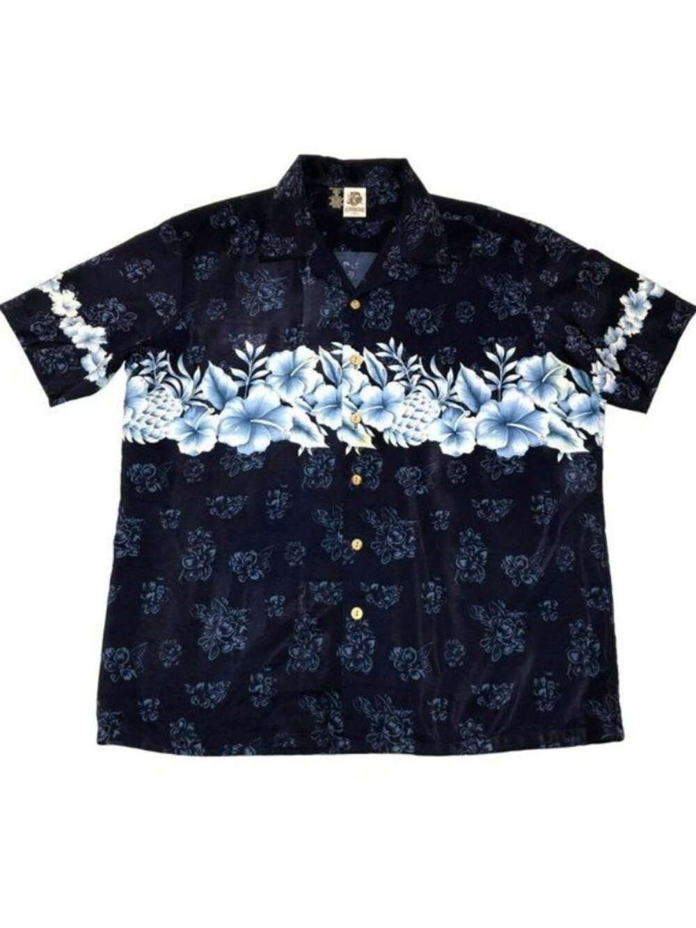 Kennington Hibiscus Hawaiian Shirt Sz XL Blue Beach Outdoors Short Sleeve Mens